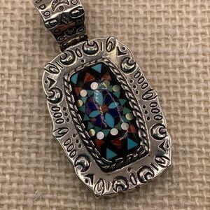 Sincerely Southwest Sterling Silver Mosaic Inlay Pendant
